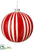 Stripe Glass Ball Ornament - Red Cream - Pack of 6