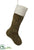 Silk Plants Direct Fur Christmas Stocking - Green Cream - Pack of 6