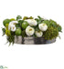 Silk Plants Direct Ranunculus, Apple, Sedum in Plate - Green Cream - Pack of 1