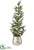 Silk Plants Direct Glittered Pine Tree With Pine Cone - Green - Pack of 2