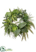 Silk Plants Direct Fern, Grass, Anthurium , Echeveria Wreath - Green - Pack of 1