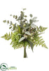 Silk Plants Direct Eucalyptus, Sedum, Fern Bouquet - Green - Pack of 6