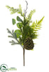 Silk Plants Direct Pine Cone, Pine, Fern Spray - Green - Pack of 12