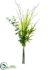 Silk Plants Direct Protea, Fern, Twig Drop Bundle - Green - Pack of 4