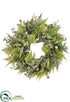 Silk Plants Direct Eucalyptus, Sedum, Fern Wreath - Green - Pack of 1