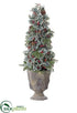 Silk Plants Direct Holly, Pine Cone, Pine Topiary - Green - Pack of 2