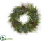 Silk Plants Direct Pine w/Cedar, Eucalyptus , Cone Wreath - Green - Pack of 1