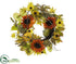 Silk Plants Direct Sunflower, Pumpkin, Pine Cone Wreath - Brick Green - Pack of 1
