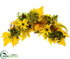 Silk Plants Direct Sunflower, Peony, Pumpkin Mailbox Swag - Mustard Green - Pack of 2