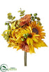 Silk Plants Direct Sunflower, Peony, Pumpkin Bouquet - Mustard Green - Pack of 6