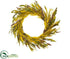 Silk Plants Direct Plastic Wheat, Pampas Grass Wreath - Mustard Green - Pack of 2