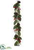 Silk Plants Direct Berry, Pine Cone, Pine Garland - Red Green - Pack of 2