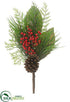 Silk Plants Direct Berry, Pine Cone, Magnolia Leaf Spray - Red Green - Pack of 12