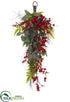 Silk Plants Direct Berry, Rosehip, Cone, Pine Door Swag - Red Green - Pack of 2