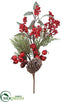 Silk Plants Direct Berry, Pine Cone, Pine Spray - Red Green - Pack of 12