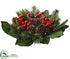 Silk Plants Direct Berry, Pine Cone, Pine Centerpiece - Red Green - Pack of 4