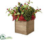 Silk Plants Direct Pine Cone, Berry, Pod Centerpiece - Red Green - Pack of 1