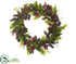 Silk Plants Direct Juniper, Cone, Berry Cone Wreath - Red Green - Pack of 1