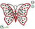 Rhinestone Butterfly With Pin - Red Green - Pack of 6