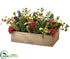 Silk Plants Direct Pine Cone, Berry, Pod Centerpiece - Red Green - Pack of 1