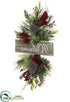 Silk Plants Direct Iced Berry, Pine Cone, Pine Door Swag - Red Green - Pack of 2