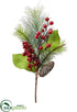Silk Plants Direct Iced Berry, Magnolia Leaf,  Pine Cone, Pine Spray - Red Green - Pack of 12