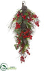 Silk Plants Direct Berry, Pine Cone, Pine Door Swag - Red Green - Pack of 2