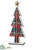 Plaid Tree Table Top With Star - Red Green - Pack of 4