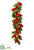 Velvet Magnolia Leaf Garland - Red Green - Pack of 12