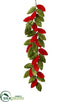 Silk Plants Direct Velvet Magnolia Leaf Garland - Red Green - Pack of 12