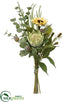 Silk Plants Direct Sunflower, Protea,  Eucalyptus Drop in Bundle - Yellow Green - Pack of 4