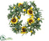 Silk Plants Direct Sunflower, Lemon, Olive Wreath - Yellow Green - Pack of 1