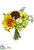 Sunflower, Hydrangea , Bird's Nest - Yellow Green - Pack of 4