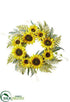 Silk Plants Direct Sunflower, Lamb's Ear, Fern Wreath - Yellow Green - Pack of 2