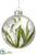 Snowdrop Glass Ball Ornament - White Green - Pack of 6