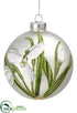 Silk Plants Direct Snowdrop Glass Ball Ornament - White Green - Pack of 6
