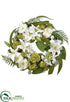Silk Plants Direct Casablanca Lily Peony, Fern Wreath - White Green - Pack of 1