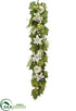 Silk Plants Direct Casablanca Lily, Hydrangea, Fern Garland - White Green - Pack of 1