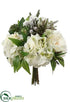 Silk Plants Direct Rose, Hydrangea, Lamb's Ear Bouquet - White Green - Pack of 6