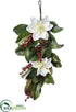 Silk Plants Direct Magnolia, Berry, Pine Cone Teardrop - White Green - Pack of 4
