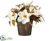 Silk Plants Direct Magnolia, Pine Cone, Berry Arrangement - White Green - Pack of 2