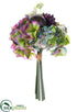 Silk Plants Direct Hydrangea, Sedum Bouquet - Eggplant Green - Pack of 6