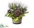 Silk Plants Direct Holly, Berry, Pine Cone, Pine - Brown Green - Pack of 2