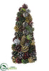 Silk Plants Direct Pine Cone Topiary - Brown Green - Pack of 2