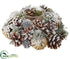 Silk Plants Direct Glittered Pine Cone, Pine Candleholder With Glass - Brown Green - Pack of 6
