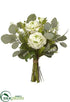 Silk Plants Direct Ranunculus Bouquet - Cream Green - Pack of 6