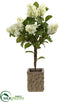 Silk Plants Direct Peegee Hydrangea Topiary - Cream Green - Pack of 1