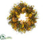 Silk Plants Direct Pumpkin, Gourd, Berry Twig Wreath - Orange Green - Pack of 2