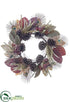 Silk Plants Direct Antler, Pine Cone,  Pomegranate Wreath - Burgundy Green - Pack of 1