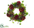 Silk Plants Direct Hydrangea, Echeveria , Sedum Wreath - Burgundy Green - Pack of 1